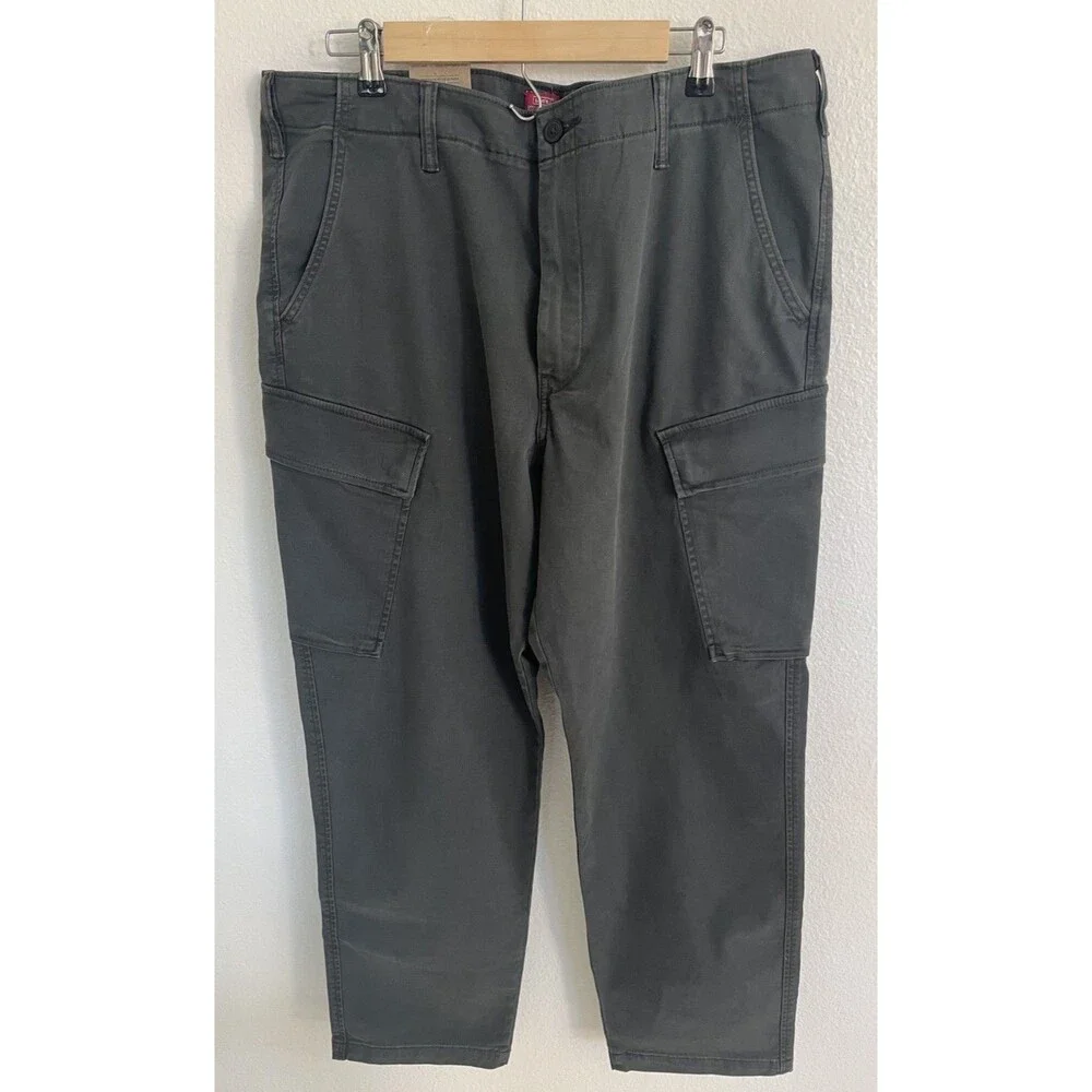 Levi’s XX Cargo Taper Pants 38x32 Gray Relaxed Straight Leg Stretch Workwear